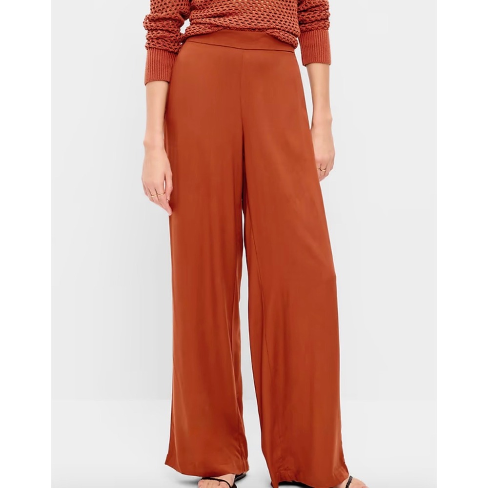 Old Navy Women's Rust High Wasted Playa Pull-On Wide Leg Pants XXS New